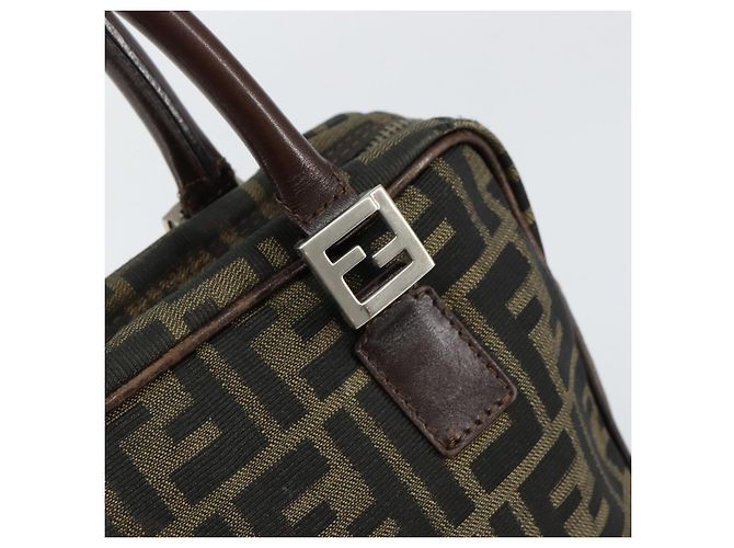 Borsa a mano in tela Zucca FENDI nera e marrone Auth 153067 Nero - vista 14
