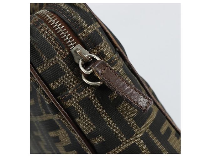 Borsa a mano in tela Zucca FENDI nera e marrone Auth 153067 Nero - vista 15