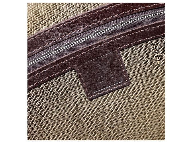 Borsa a mano in tela Zucca FENDI nera e marrone Auth 153067 Nero - vista 16