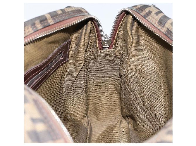 Borsa a mano in tela Zucca FENDI nera e marrone Auth 153067 Nero - vista 18