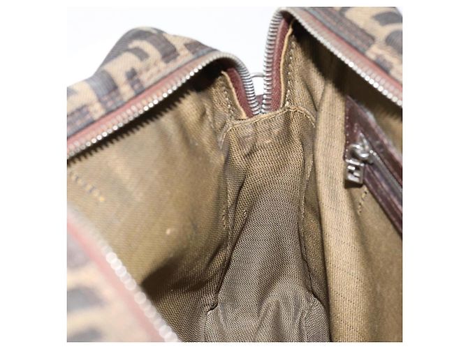 Borsa a mano in tela Zucca FENDI nera e marrone Auth 153067 Nero - vista 19