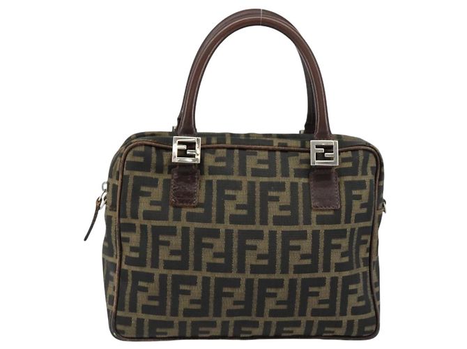 Borsa a mano in tela Zucca FENDI nera e marrone Auth 153067 Nero - vista 2