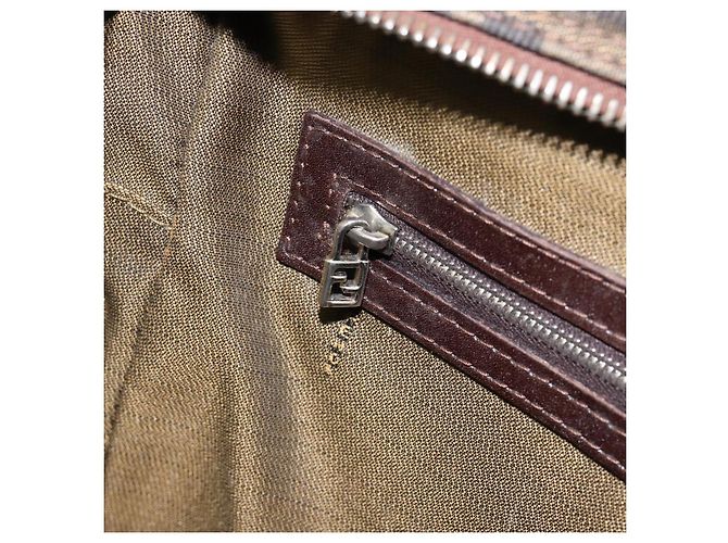 Borsa a mano in tela Zucca FENDI nera e marrone Auth 153067 Nero - vista 20