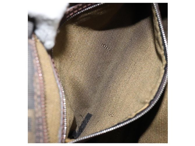 Borsa a mano in tela Zucca FENDI nera e marrone Auth 153067 Nero - vista 21