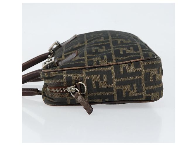 Borsa a mano in tela Zucca FENDI nera e marrone Auth 153067 Nero - vista 5