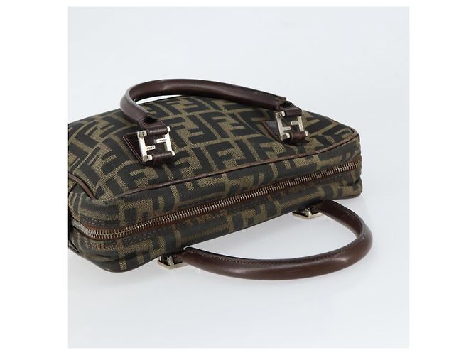 Borsa a mano in tela Zucca FENDI nera e marrone Auth 153067 Nero - vista 6
