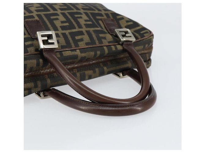 Borsa a mano in tela Zucca FENDI nera e marrone Auth 153067 Nero - vista 7