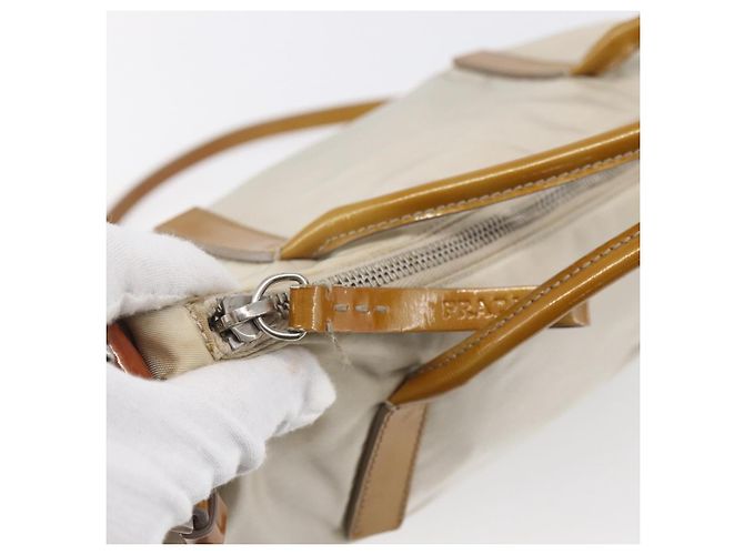 PRADA Borsa a mano in nylon smaltato 2 in 1 bianca argento Auth 152256 Bianco - vista 10