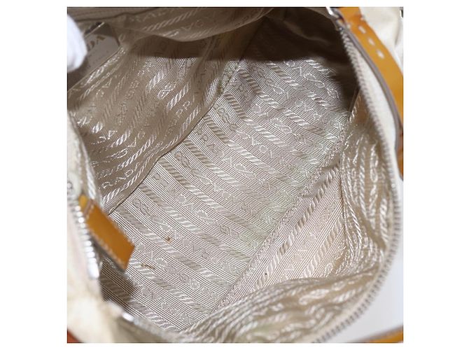 PRADA Borsa a mano in nylon smaltato 2 in 1 bianca argento Auth 152256 Bianco - vista 11