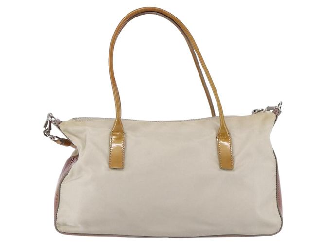 PRADA Borsa a mano in nylon smaltato 2 in 1 bianca argento Auth 152256 Bianco - vista 13