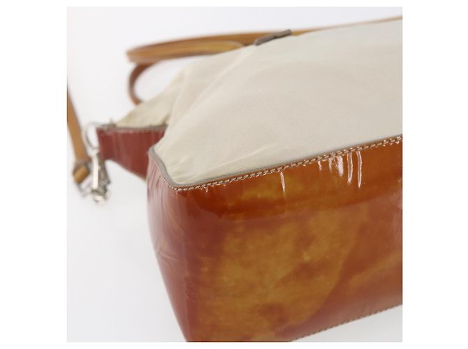 PRADA Borsa a mano in nylon smaltato 2 in 1 bianca argento Auth 152256 Bianco - vista 16