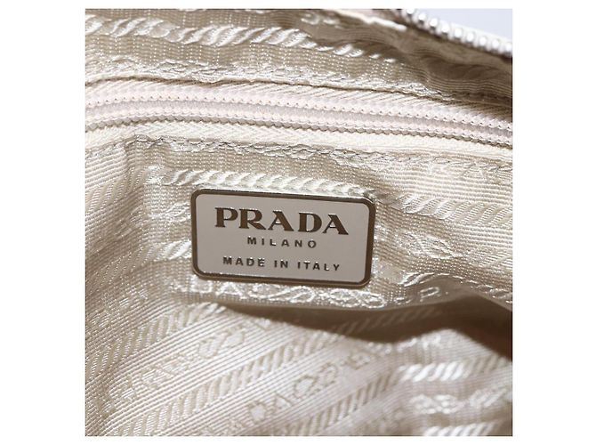 PRADA Borsa a mano in nylon smaltato 2 in 1 bianca argento Auth 152256 Bianco - vista 19