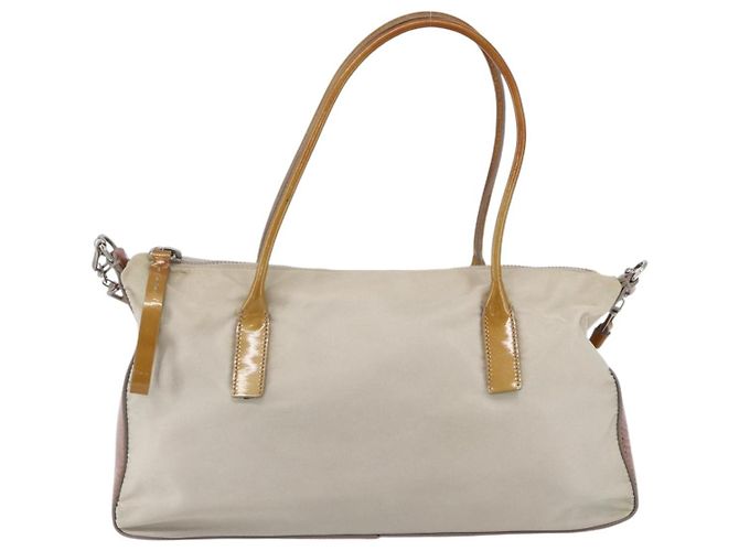 PRADA Borsa a mano in nylon smaltato 2 in 1 bianca argento Auth 152256 Bianco - vista 2