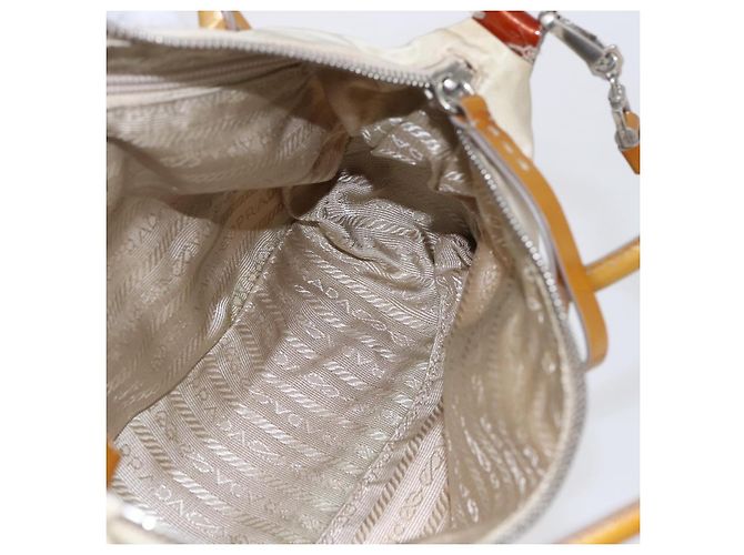 PRADA Borsa a mano in nylon smaltato 2 in 1 bianca argento Auth 152256 Bianco - vista 21
