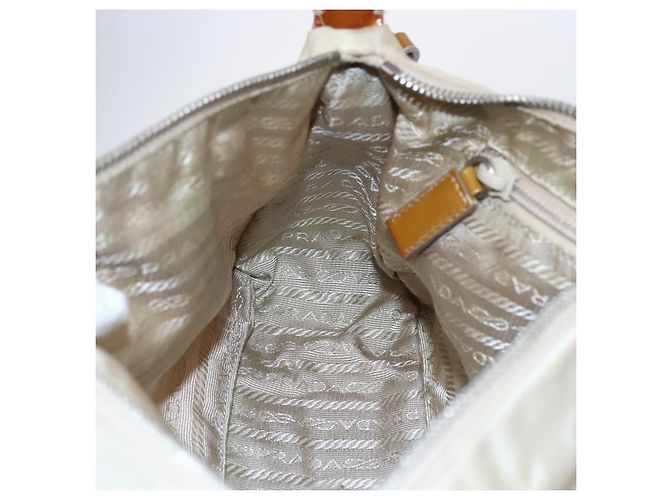 PRADA Borsa a mano in nylon smaltato 2 in 1 bianca argento Auth 152256 Bianco - vista 22