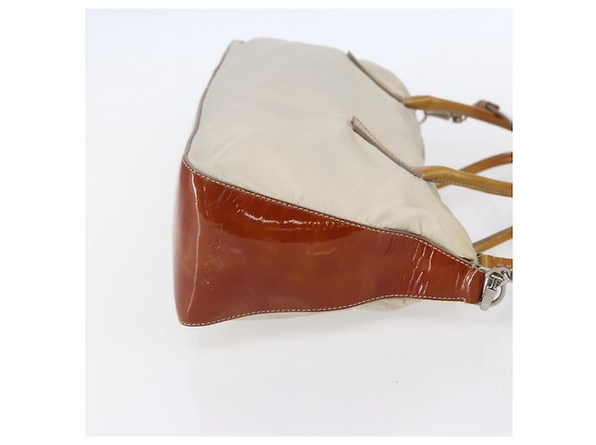 PRADA Borsa a mano in nylon smaltato 2 in 1 bianca argento Auth 152256 Bianco - vista 4