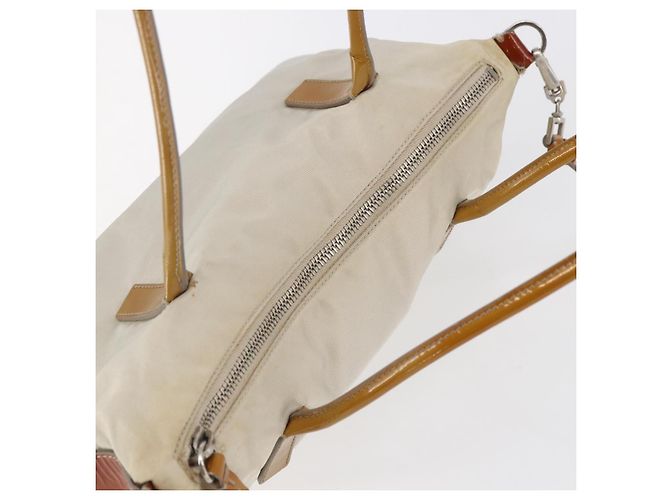 PRADA Borsa a mano in nylon smaltato 2 in 1 bianca argento Auth 152256 Bianco - vista 6
