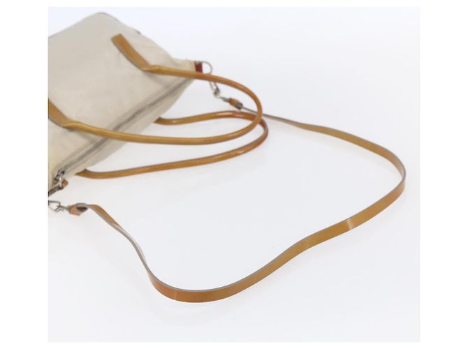 PRADA Borsa a mano in nylon smaltato 2 in 1 bianca argento Auth 152256 Bianco - vista 9