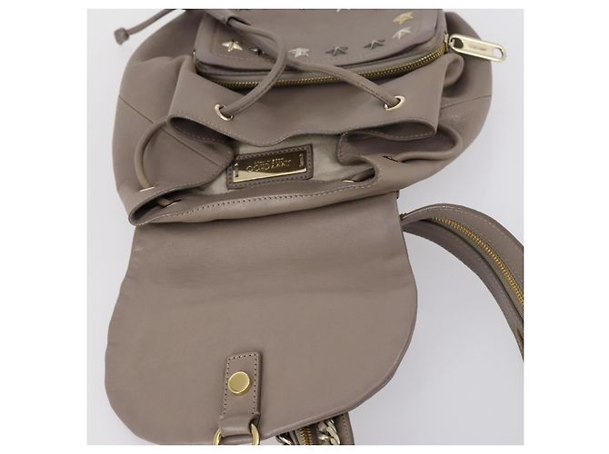 Jimmy Choo Studs Backpack Leather Beige Gold Auth BA7708 Golden - view 11
