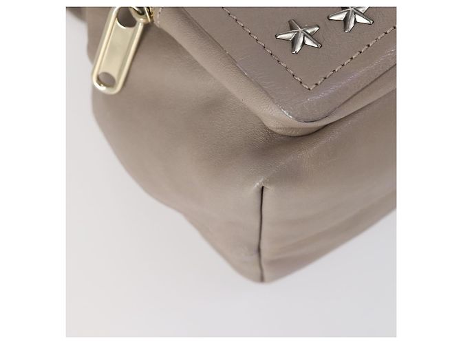 Jimmy Choo Studs Backpack Leather Beige Gold Auth BA7708 Golden - view 15