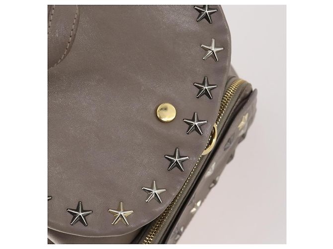 Jimmy Choo Studs Backpack Leather Beige Gold Auth BA7708 Golden - view 18