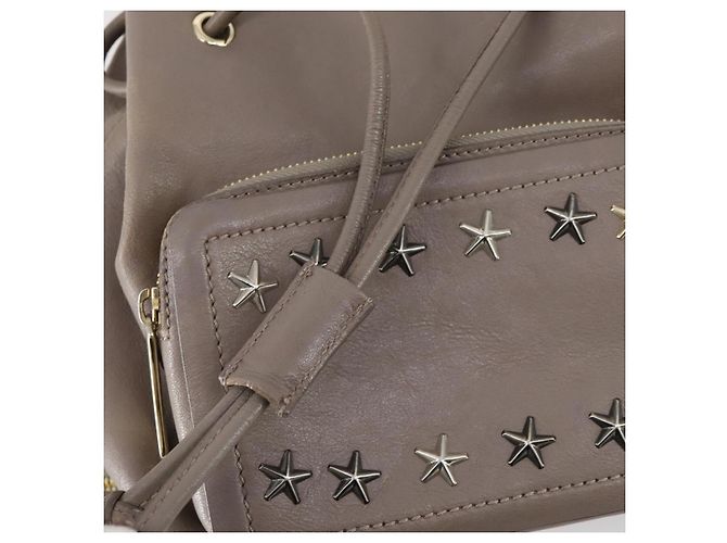 Jimmy Choo Studs Backpack Leather Beige Gold Auth BA7708 Golden - view 19