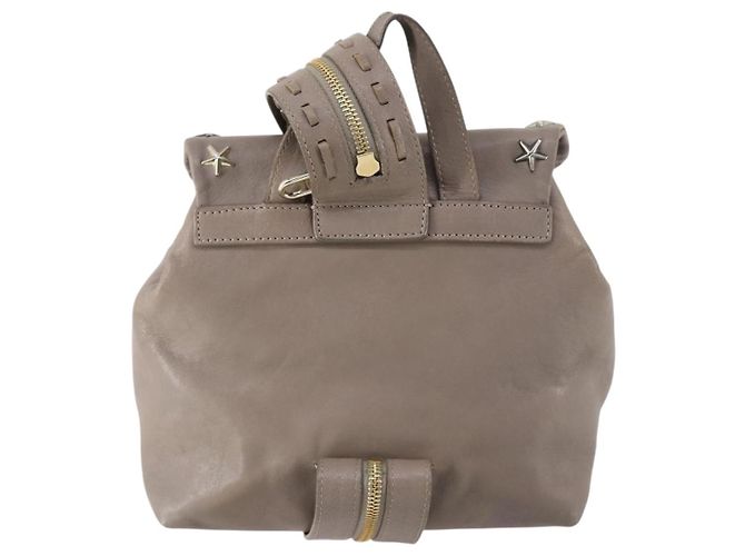 Jimmy Choo Studs Backpack Leather Beige Gold Auth BA7708 Golden - view 2