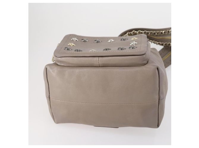 Jimmy Choo Studs Backpack Leather Beige Gold Auth BA7708 Golden - view 5