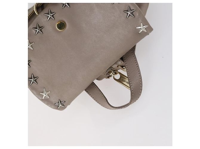 Jimmy Choo Studs Backpack Leather Beige Gold Auth BA7708 Golden - view 6
