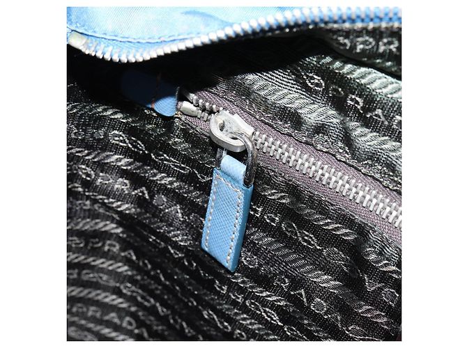 PRADA Schultertasche Nylon Blau Silber Auth 154370V - Ansicht 22