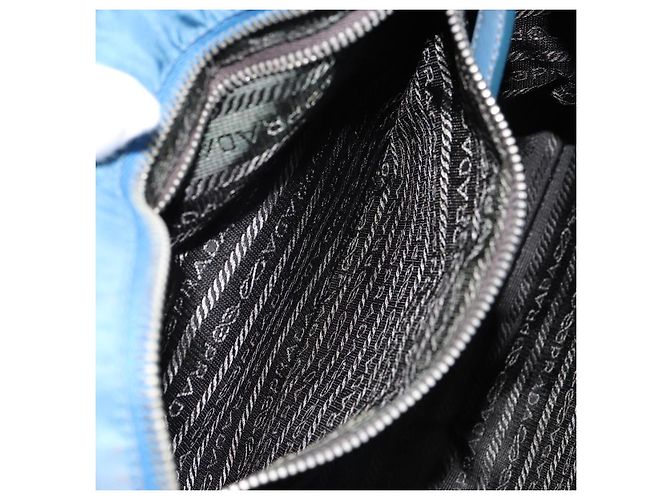 PRADA Schultertasche Nylon Blau Silber Auth 154370V - Ansicht 23