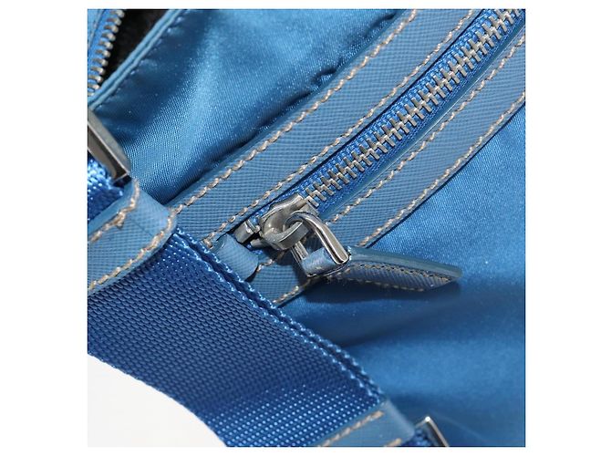 PRADA Schultertasche Nylon Blau Silber Auth 154370V - Ansicht 24