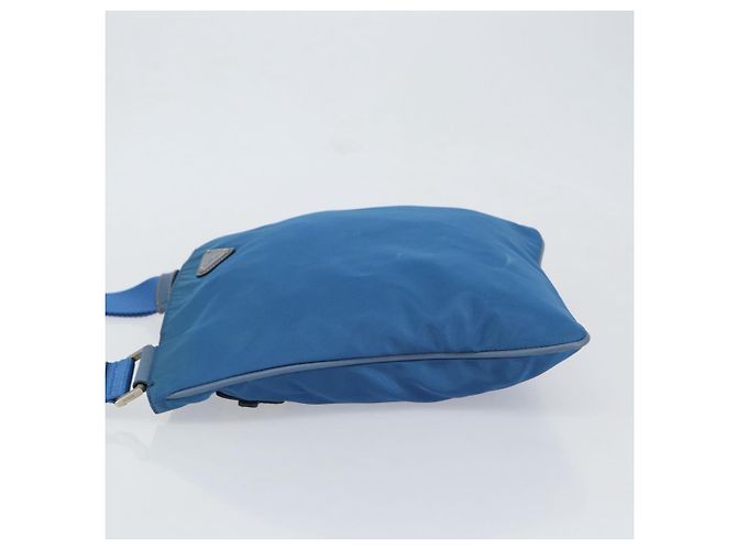 PRADA Schultertasche Nylon Blau Silber Auth 154370V - Ansicht 4