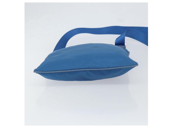 PRADA Schultertasche Nylon Blau Silber Auth 154370V - Ansicht 5