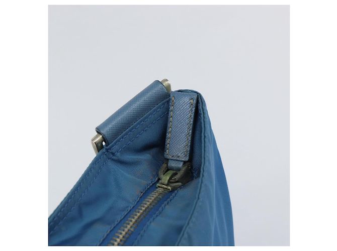 PRADA Schultertasche Nylon Blau Silber Auth 154370V - Ansicht 9