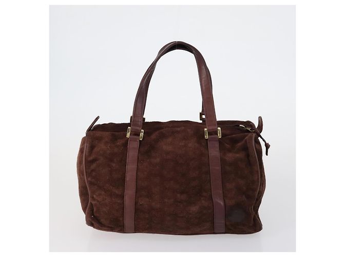 Borsa a Mano Christian Dior BOTTEGA VENETA Camoscio PVC 2 Set Marrone Oro Auth bs30859 D'oro - vista 3