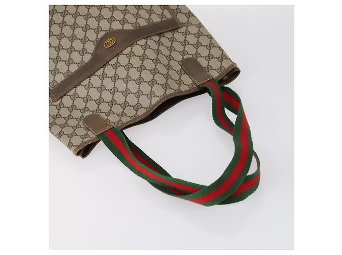 Borsa a Spalla Gucci GG Canvas Web Sherry Line PVC 4 Pezzi Beige Rosso Auth 151936 - vista 4