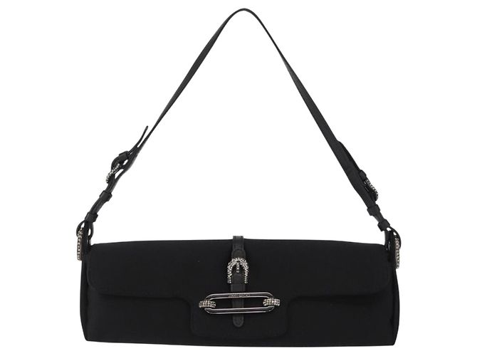 Borsa a Spalla Turita Chain in Raso Nero e Argento di Jimmy Choo Auth yk19524 - vista 13