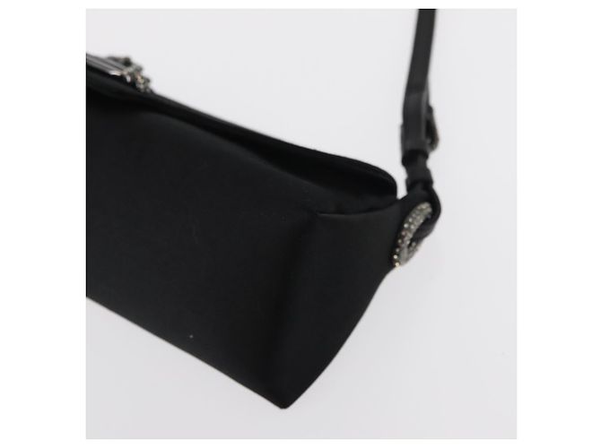 Borsa a Spalla Turita Chain in Raso Nero e Argento di Jimmy Choo Auth yk19524 - vista 14