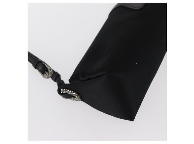 Borsa a Spalla Turita Chain in Raso Nero e Argento di Jimmy Choo Auth yk19524 - vista 15