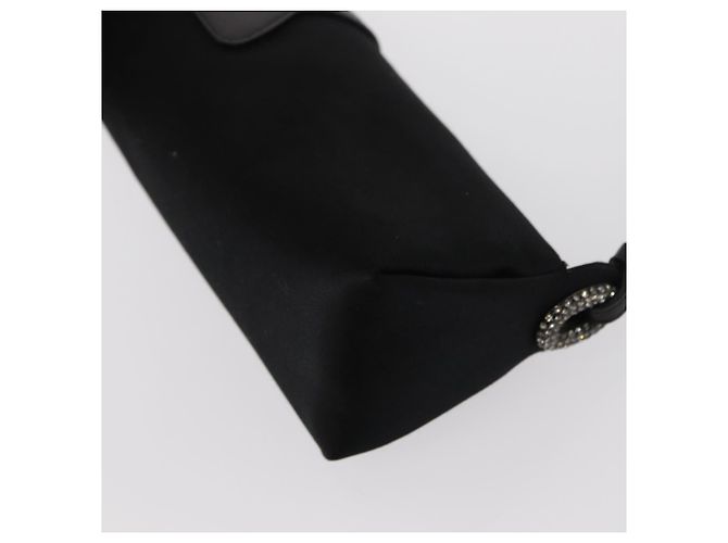 Borsa a Spalla Turita Chain in Raso Nero e Argento di Jimmy Choo Auth yk19524 - vista 16