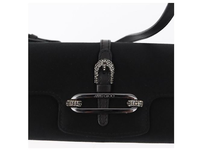 Borsa a Spalla Turita Chain in Raso Nero e Argento di Jimmy Choo Auth yk19524 - vista 17