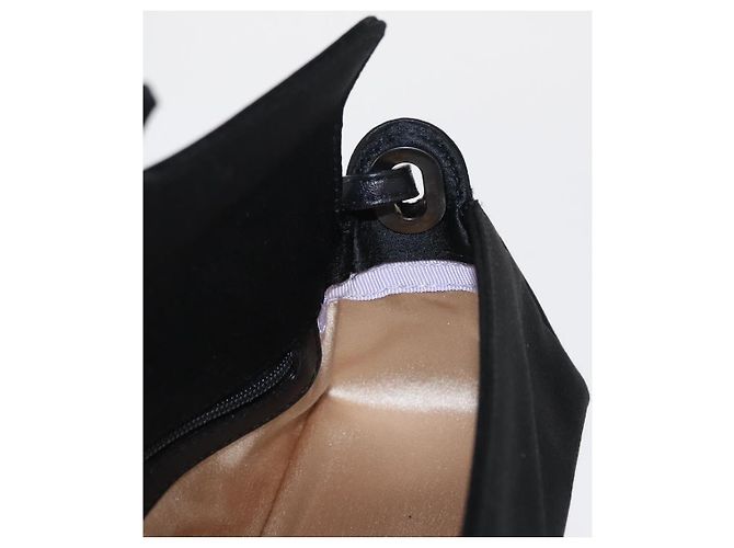 Borsa a Spalla Turita Chain in Raso Nero e Argento di Jimmy Choo Auth yk19524 - vista 18