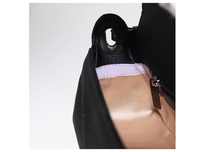 Borsa a Spalla Turita Chain in Raso Nero e Argento di Jimmy Choo Auth yk19524 - vista 19