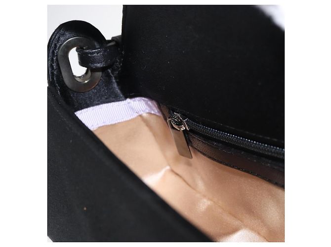 Borsa a Spalla Turita Chain in Raso Nero e Argento di Jimmy Choo Auth yk19524 - vista 20
