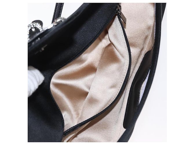 Borsa a Spalla Turita Chain in Raso Nero e Argento di Jimmy Choo Auth yk19524 - vista 21