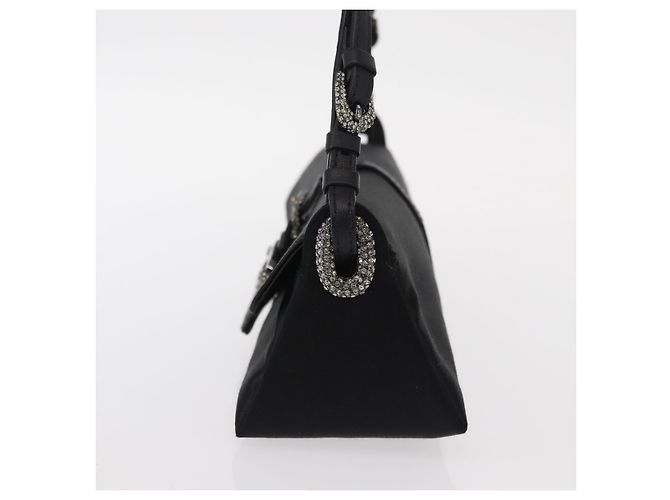 Borsa a Spalla Turita Chain in Raso Nero e Argento di Jimmy Choo Auth yk19524 - vista 3