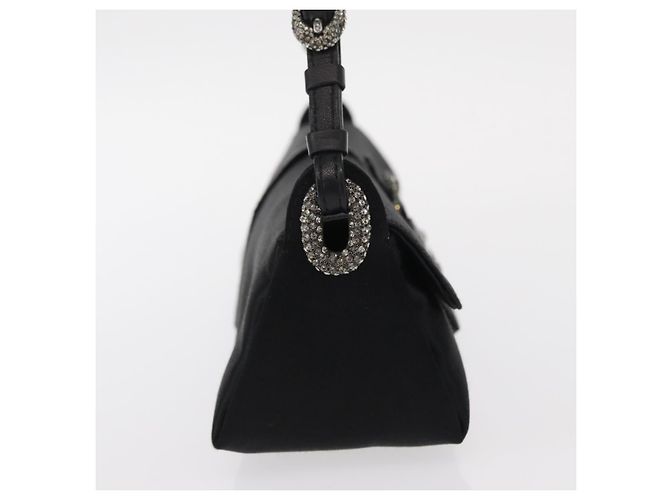 Borsa a Spalla Turita Chain in Raso Nero e Argento di Jimmy Choo Auth yk19524 - vista 4
