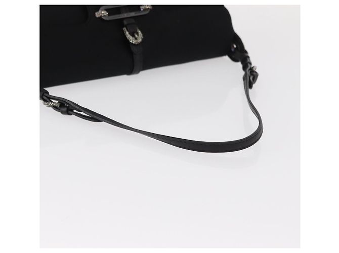 Borsa a Spalla Turita Chain in Raso Nero e Argento di Jimmy Choo Auth yk19524 - vista 7