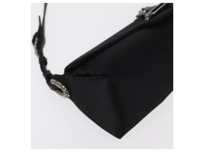 Borsa a Spalla Turita Chain in Raso Nero e Argento di Jimmy Choo Auth yk19524 - vista 9